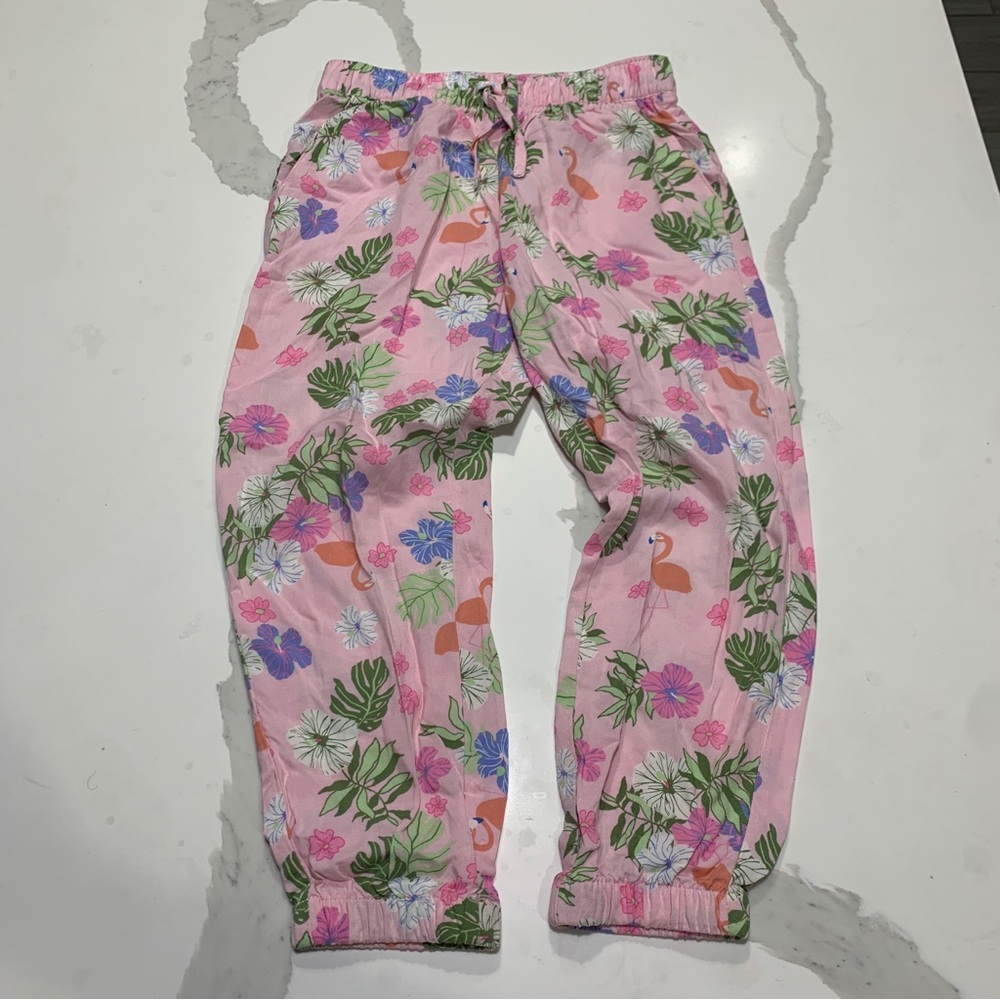 Floral Flamingo Print Jogger Girl Pants Size 4 / 5